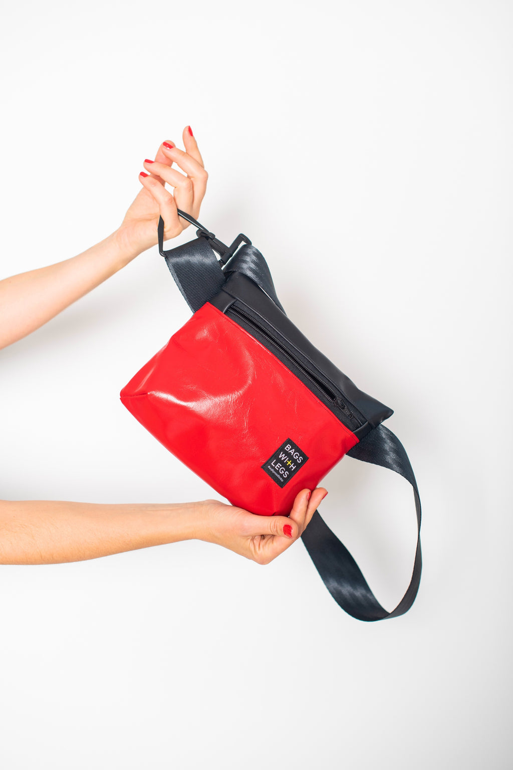 Lady Red crossbody bag worn