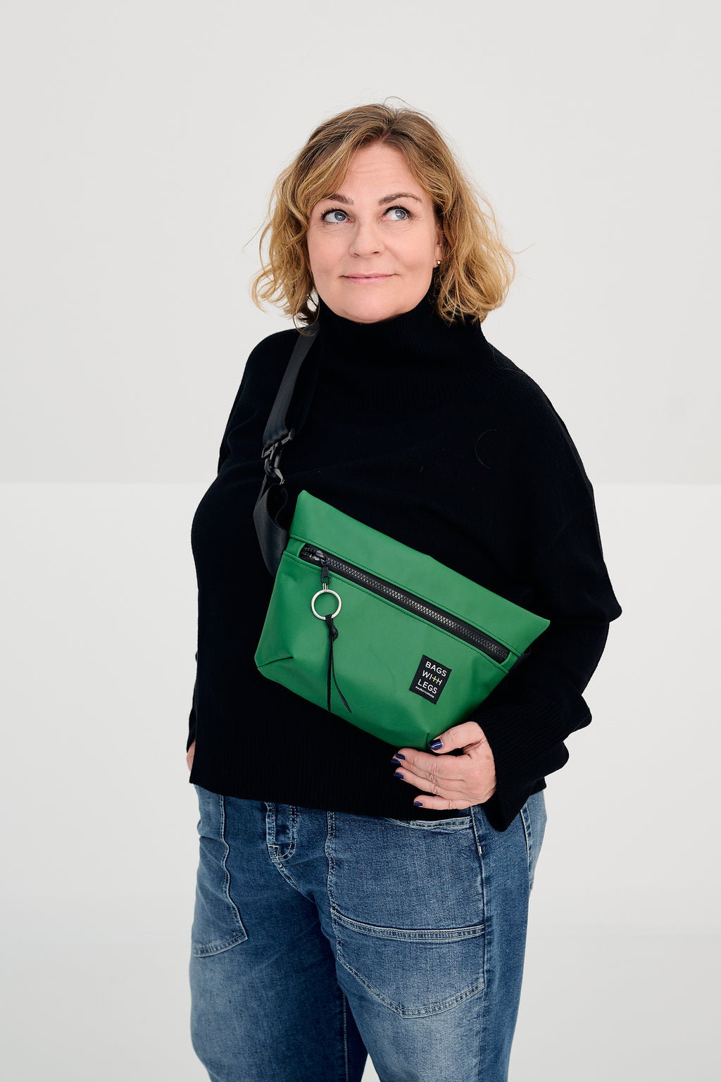MATTE GREEN crossbody bag worn