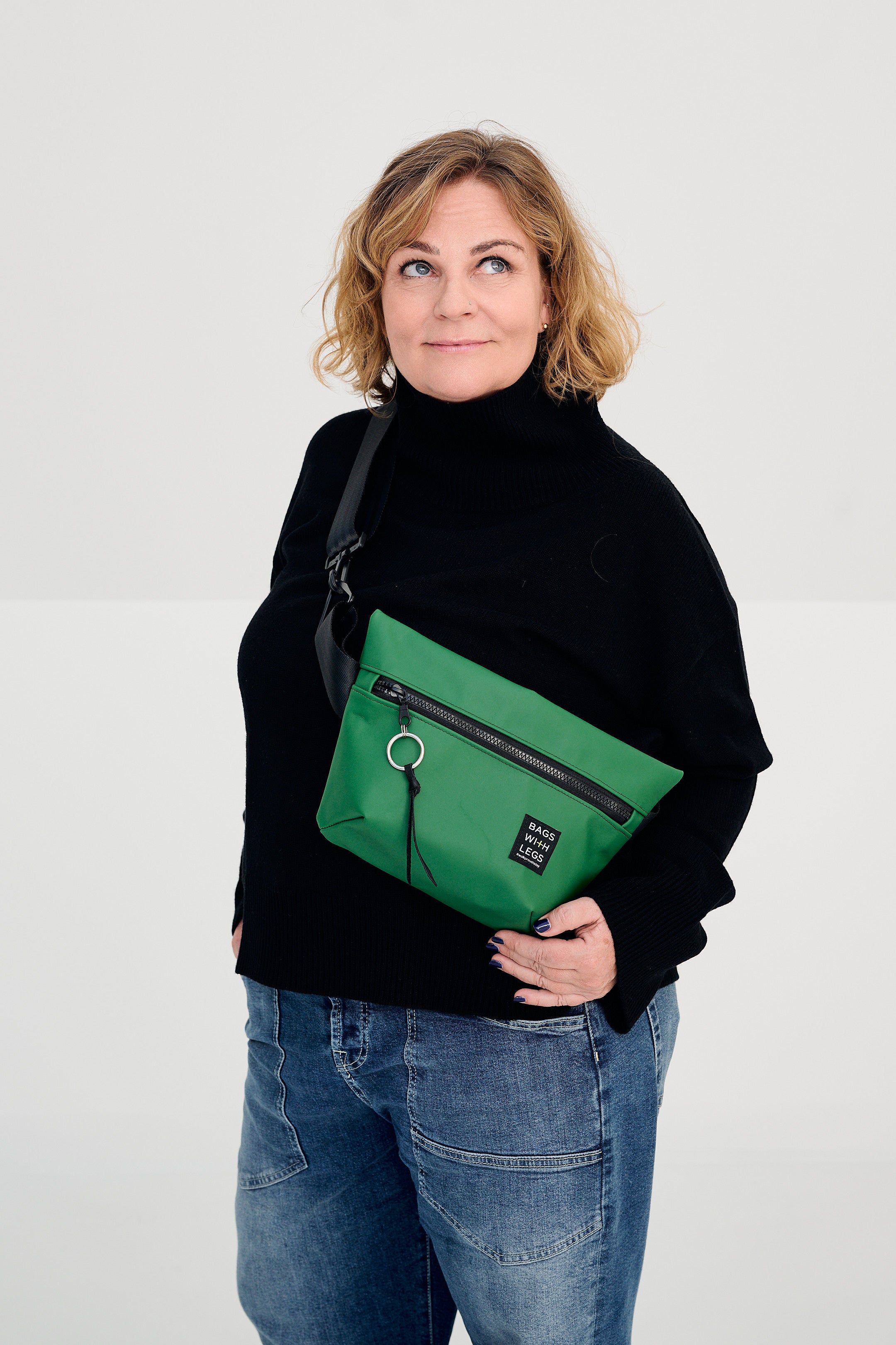 MATTE GREEN crossbody bag worn