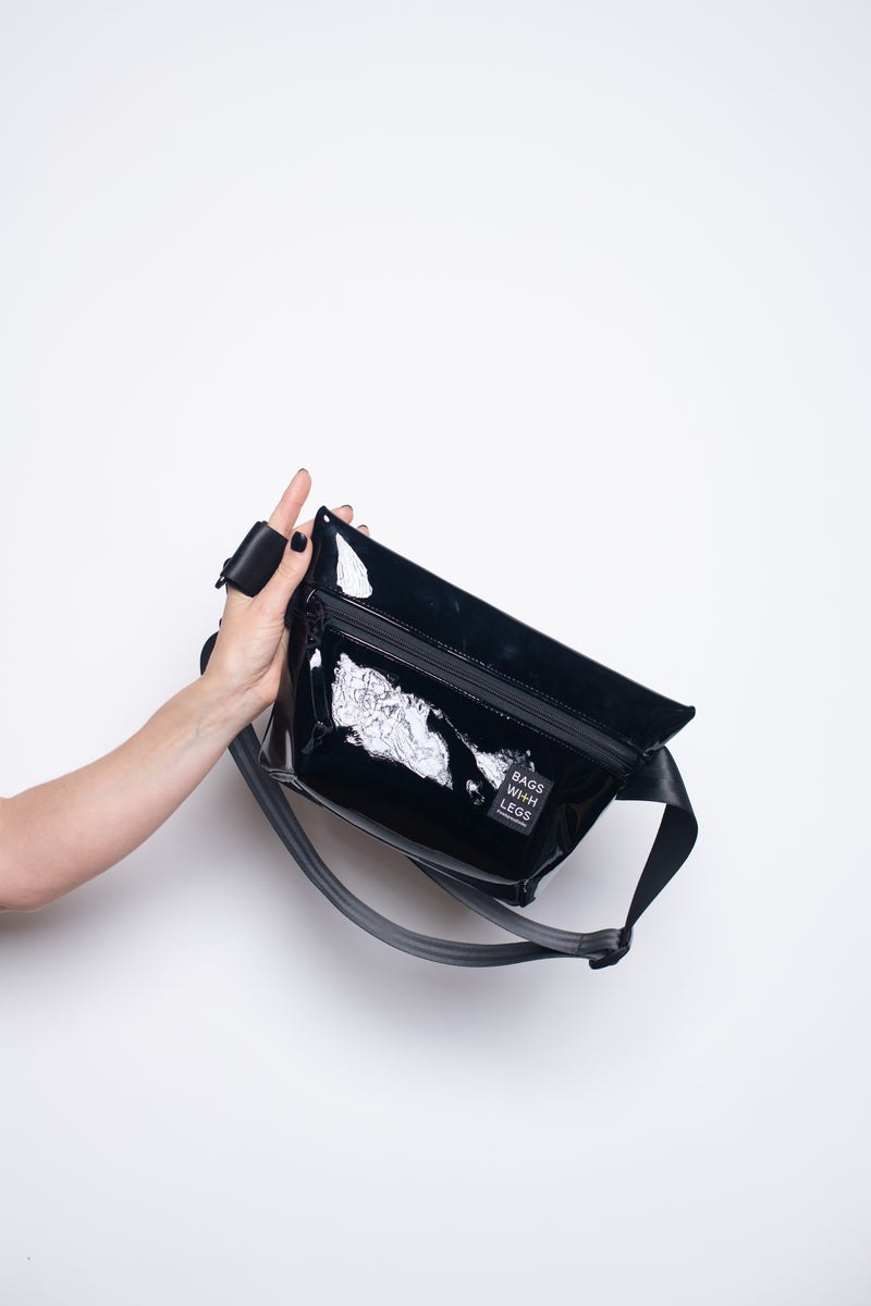 Glossy Black crossbody bag