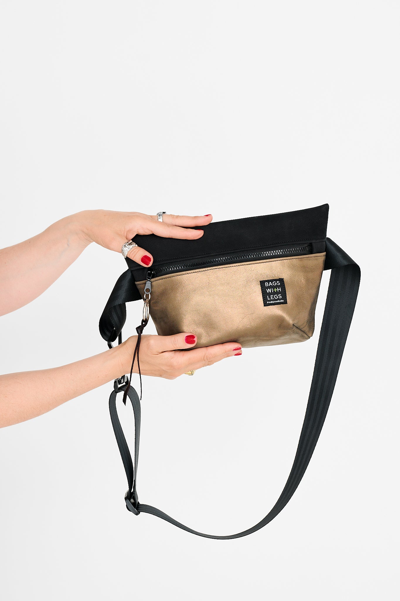 GOLDEN BROWN crossbody bag worn